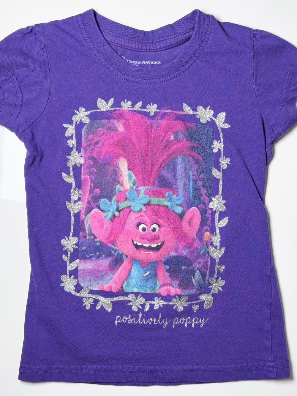 Official DreamWorks Trolls Princess Poppy Purple Graphic Tee Summer Casual
